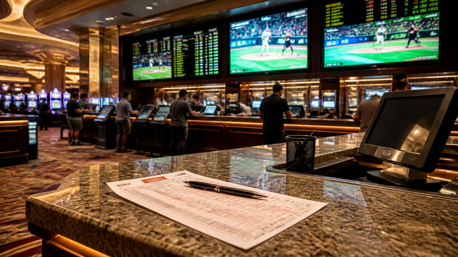 Best Sports Betting Sites Singapore: A Practical Guide Sports betting counter with odds screens and betting slip