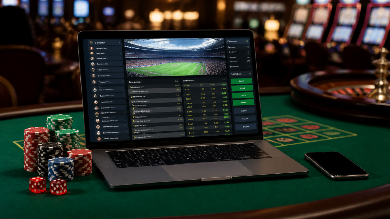 Bettor checking a sports betting site on a laptop