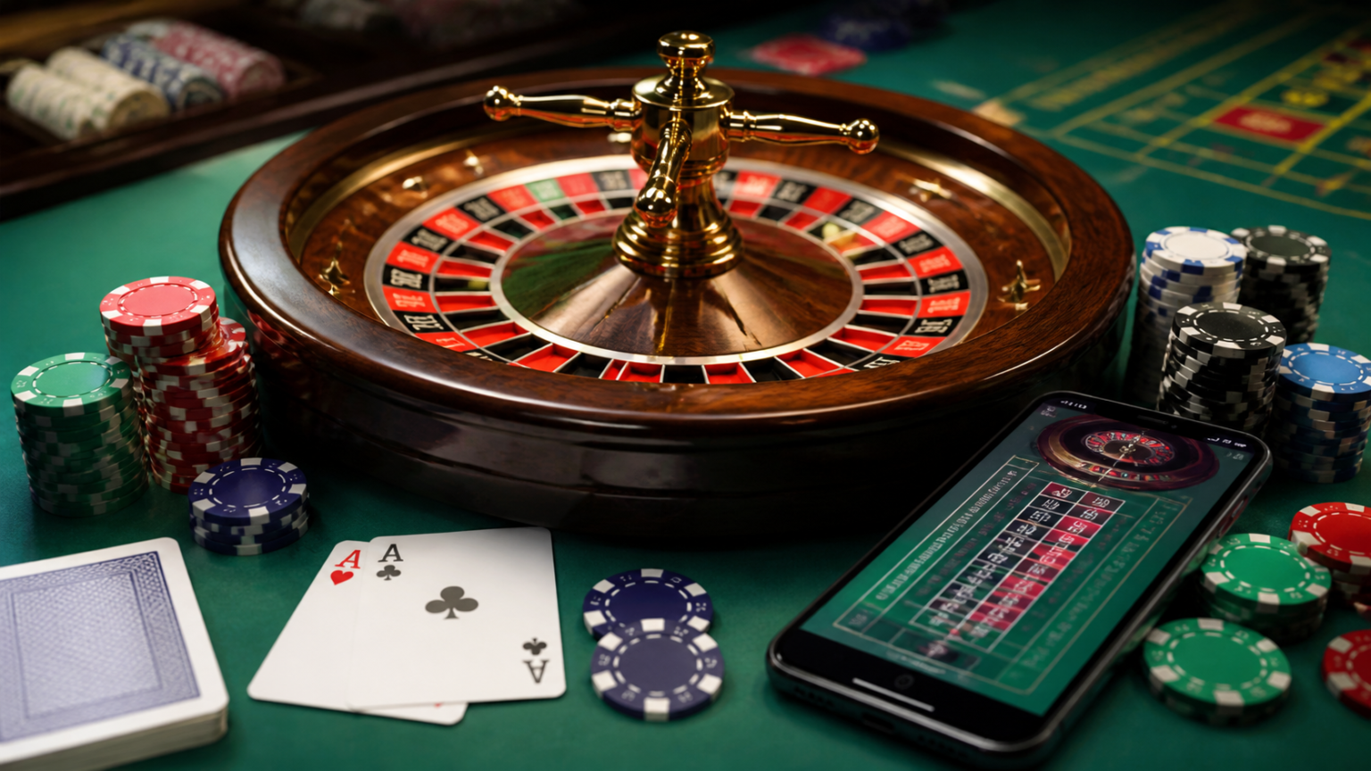 Practical Guide to Online Betting Malaysia for New Players Casino table with chips and a smartphone showing online betting