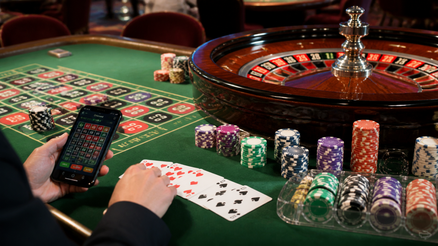 Singapore Betting Sites: How to Evaluate Them Wisely Casino table with cards, chips, and a smartphone showing betting